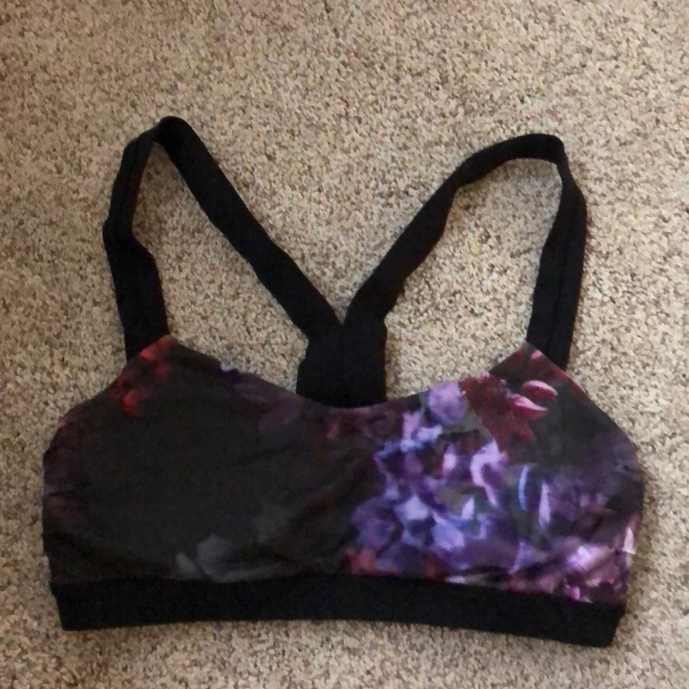 Black floral lululemon Bra (6)